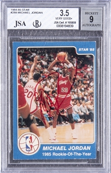 1984-85 Star #288 Michael Jordan Signed Rookie Card – BGS VG+ 3.5/BGS 9